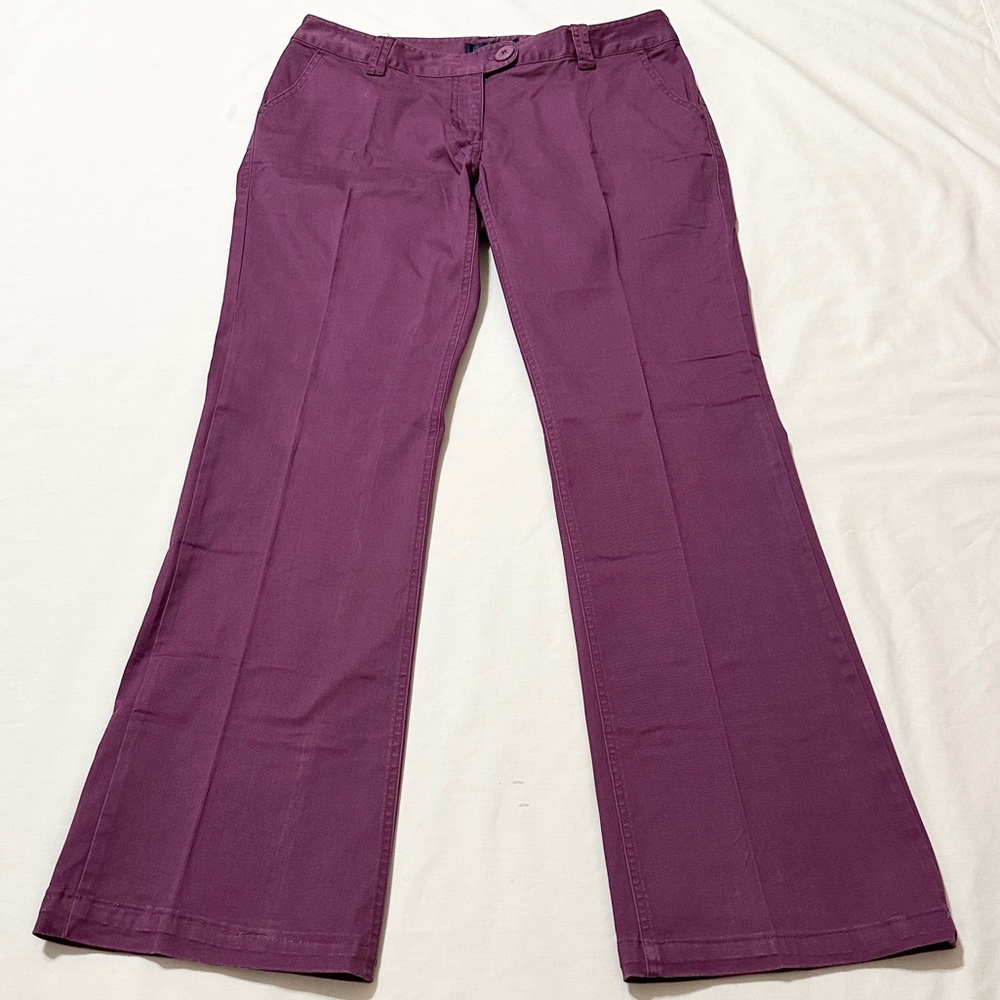 Vintage Boden Plum Purple Colored Chinos, Mid-Rise Flared Twill Trousers - 14L